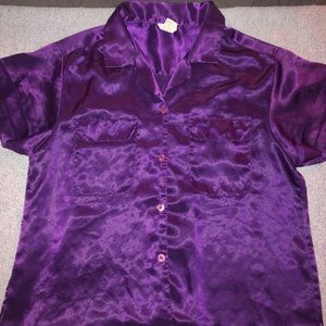 Vintage satin button down top